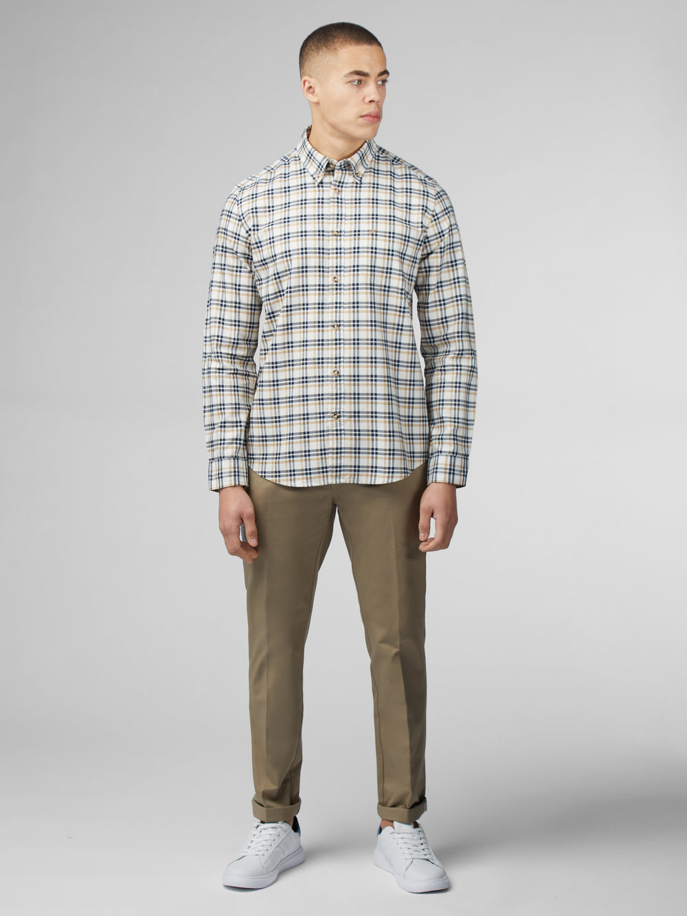 Ben Sherman Signature Oxford Check シャツ 白 | 750869-DEX