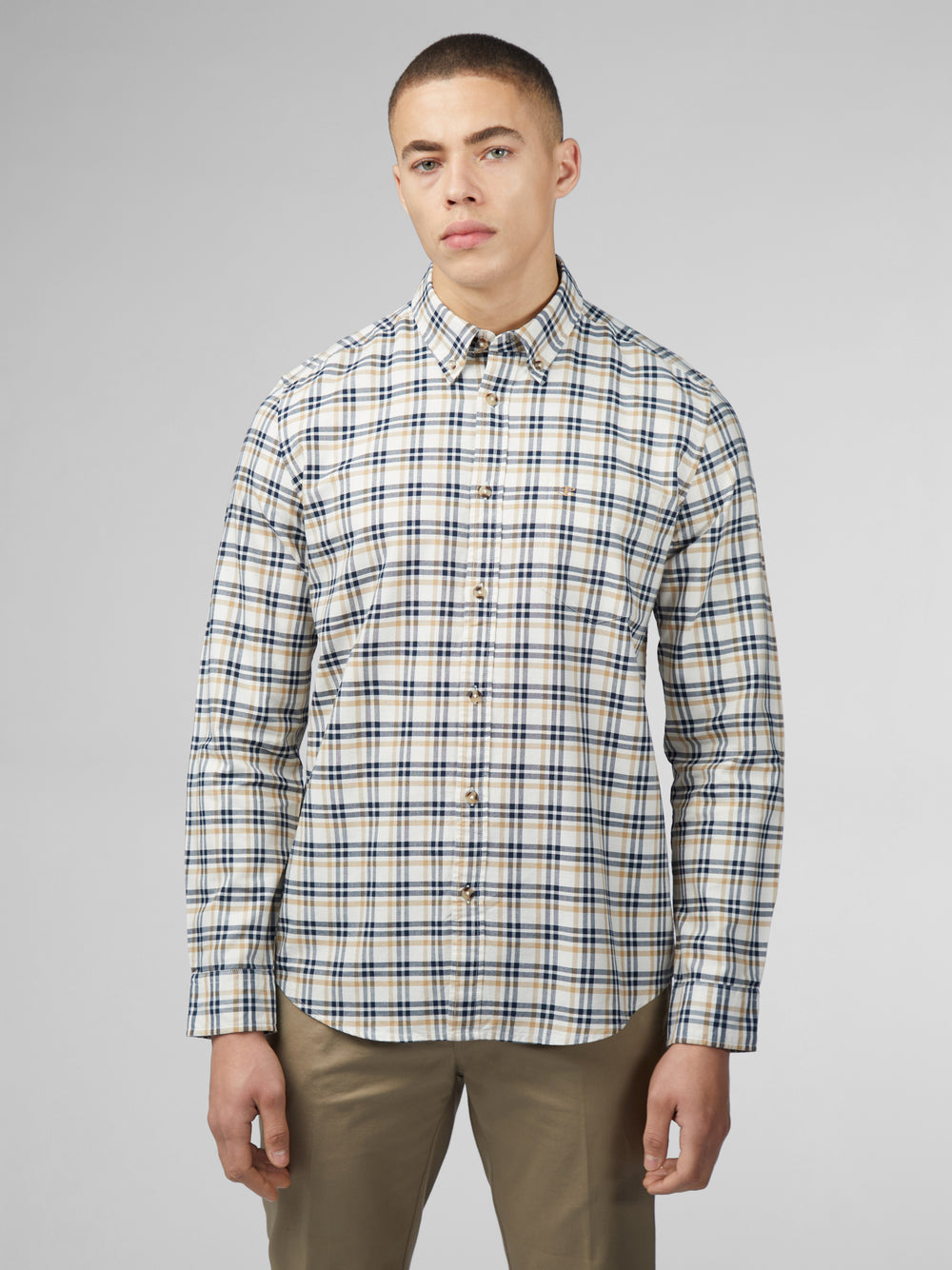 Ben Sherman Signature Oxford Check シャツ 白 | 750869-DEX