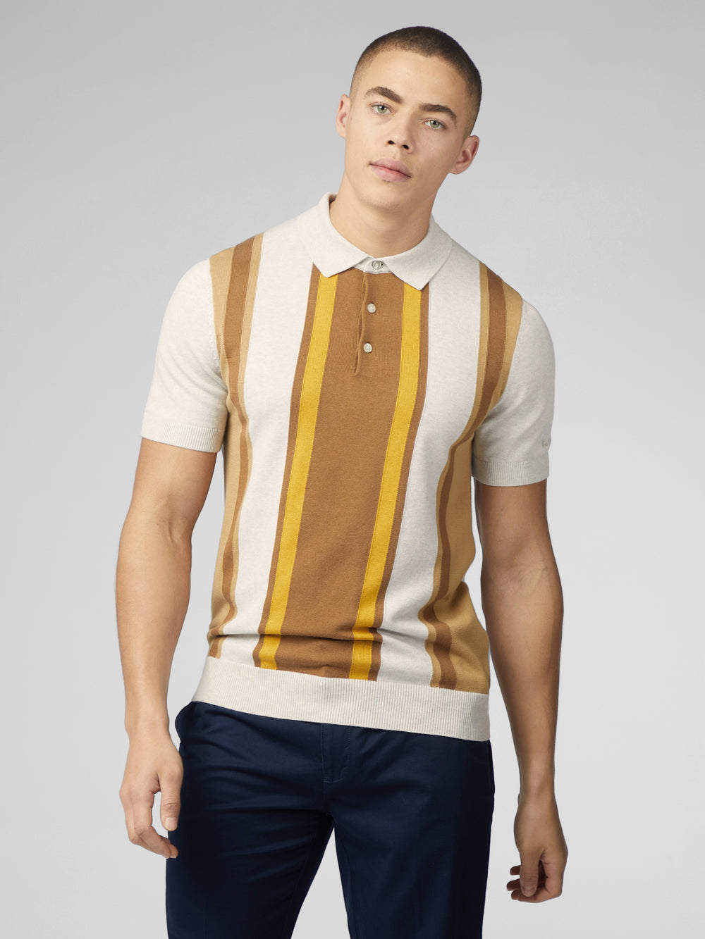 Ben Sherman Signature Vertical Stripe Polo ニットウェア 白 | 916370-CPO