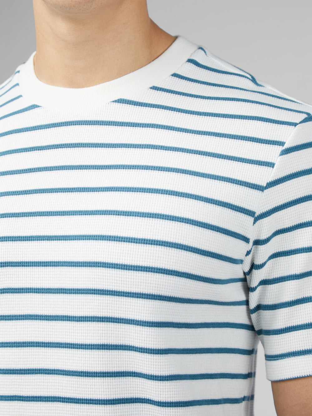 Ben Sherman Signature Waffle Stripe Tシャツ 白 | 506379-XUV