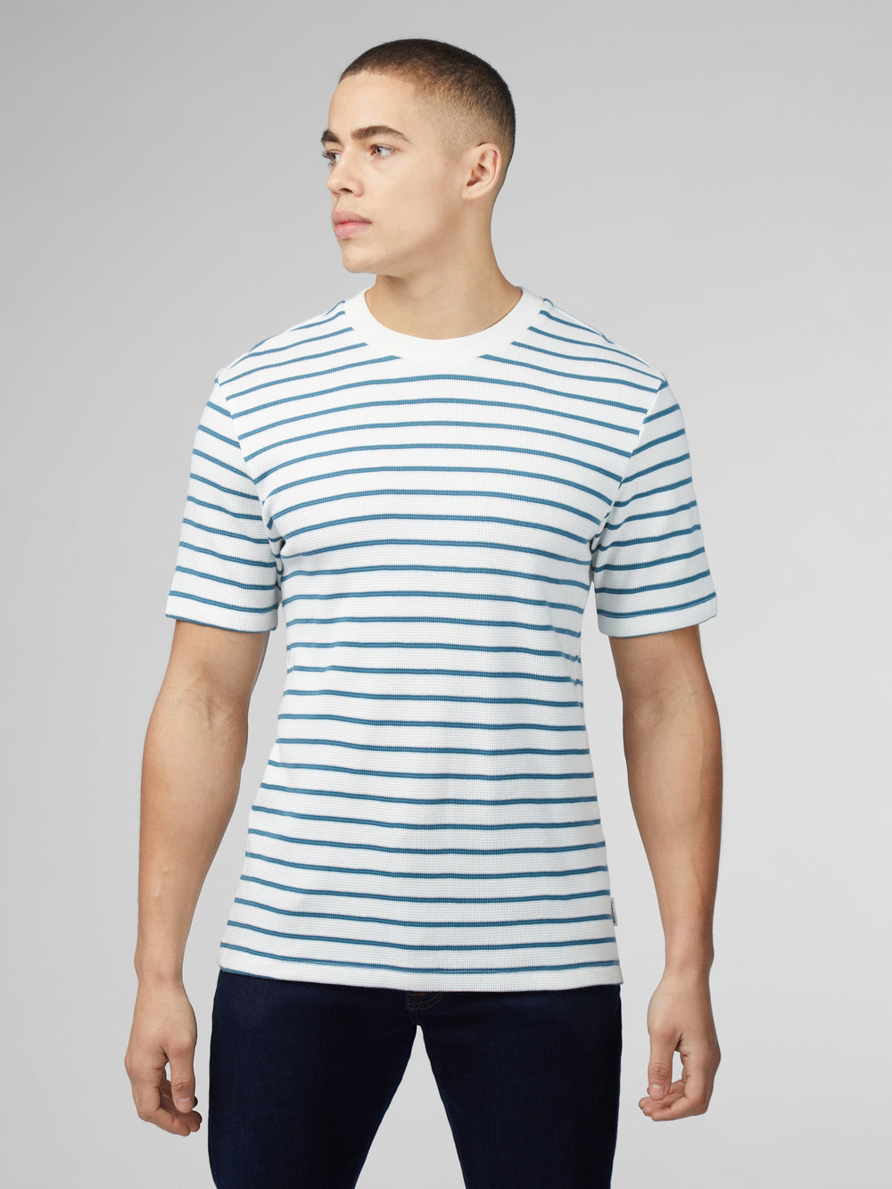 Ben Sherman Signature Waffle Stripe Tシャツ 白 | 506379-XUV