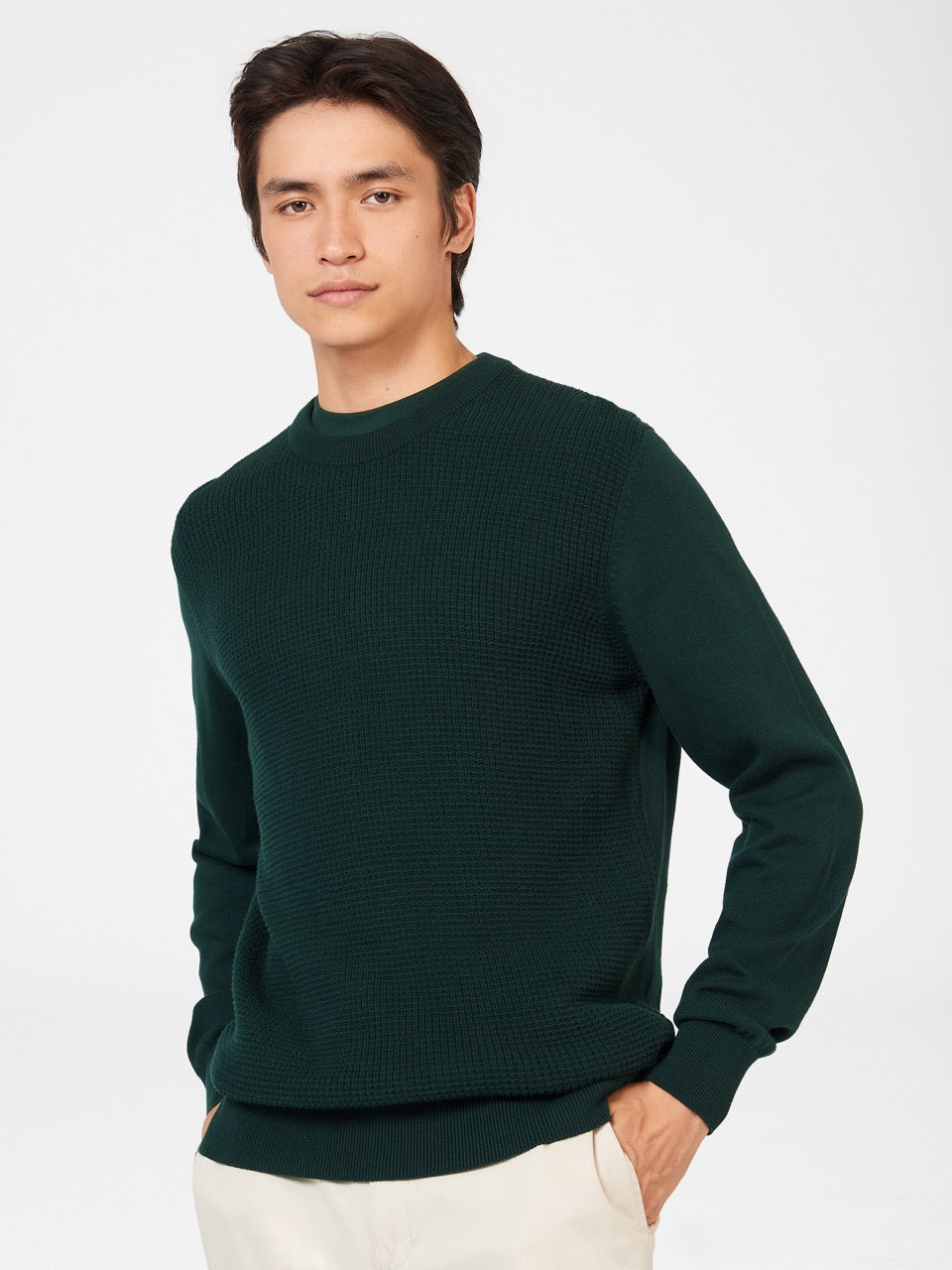 Ben Sherman Textured Crewneck ニットウェア 暗緑 | 298506-SOU