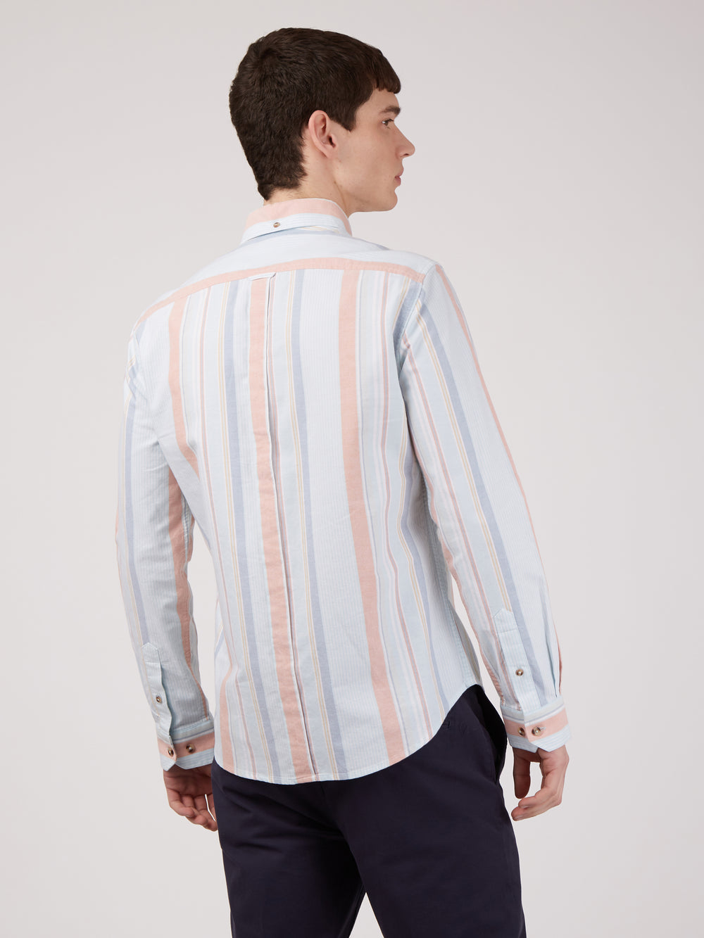 Ben Sherman The Oxford Ivy Stripe Long-Sleeve シャツ 青 | 027895-SHG